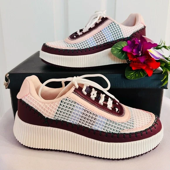NICOLE MILLER ~ Pink and Burgundy Women's Sneakers size 7.5 - Picture 7 of 8